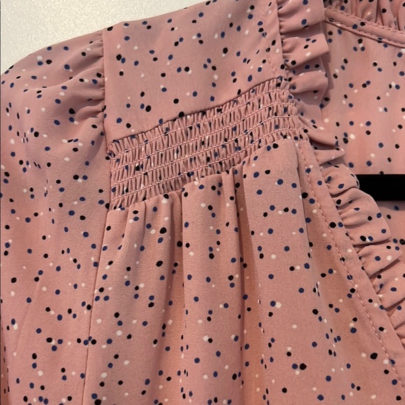 CeCe Pink Mandarin Collar Ruffled Blouse - Picture 6 of 8